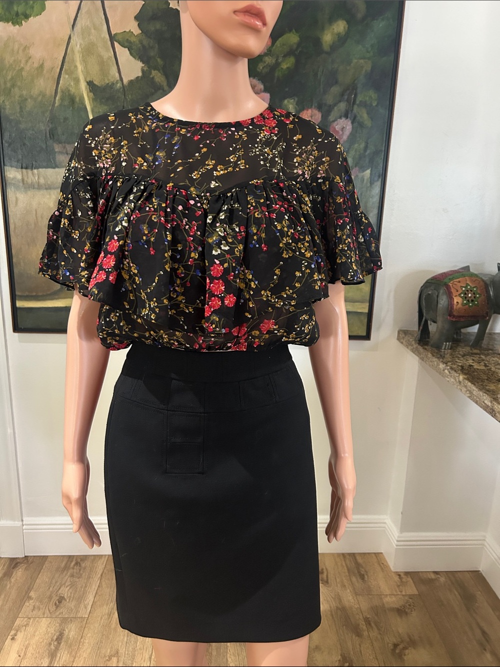 Zara Floral Ruffle crop top